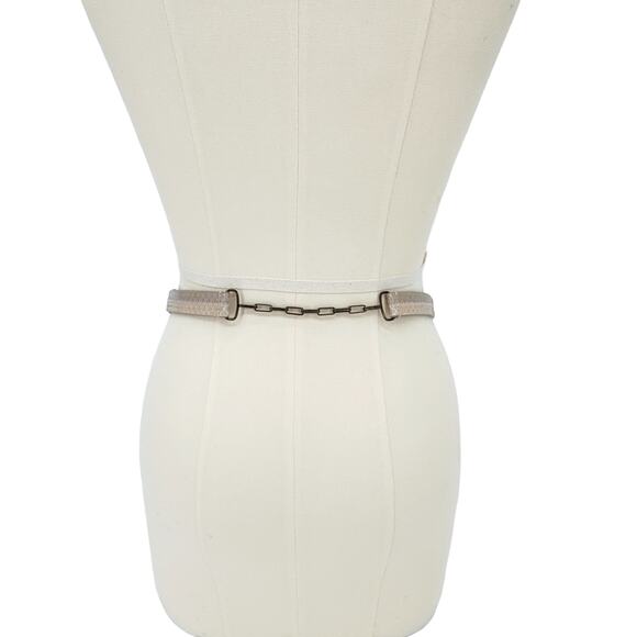 CAROLINA HERRERA Snakeskin & Leather Chain Belt In Latte S main image 7